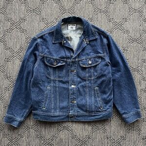 Vintage LEE Jacket Men's Large Blue Denim Trucker Dark Raw 80s 90s